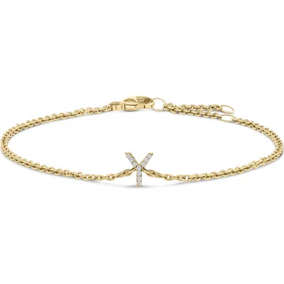 Haus Of Brilliance 10k Gold Diamond Accent "a-z" Initial Charm And Link Bracelet