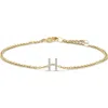 Haus Of Brilliance 10k Gold Diamond Accent "a-z" Initial Charm And Link Bracelet In Gold