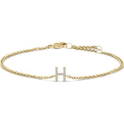 Haus Of Brilliance 10k Gold Diamond Accent "a-z" Initial Charm And Link Bracelet