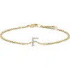Haus Of Brilliance 10k Gold Diamond Accent "a-z" Initial Charm And Link Bracelet