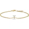 Haus Of Brilliance 10k Gold Diamond Accent "a-z" Initial Charm And Link Bracelet