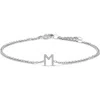 Haus Of Brilliance 10k Gold Diamond Accent "a-z" Initial Charm And Link Bracelet In Silver