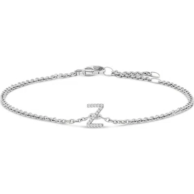Haus Of Brilliance 10k Gold Diamond Accent "a-z" Initial Charm And Link Bracelet In Silver
