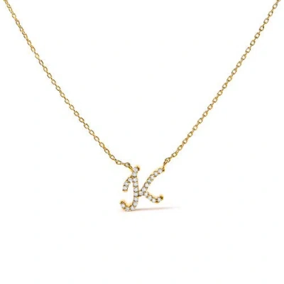 Haus Of Brilliance 10k Gold Diamond Accent  A-z Initial Script Style Pendant Necklace