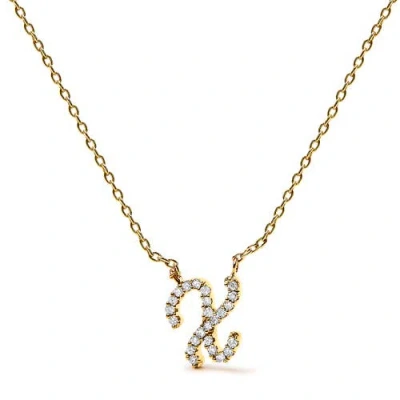 Haus Of Brilliance 10k Gold Diamond Accent  A-z Initial Script Style Pendant Necklace