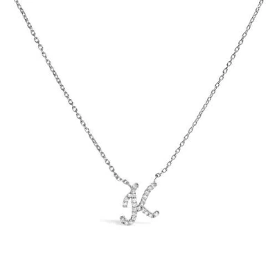 Haus Of Brilliance 10k Gold Diamond Accent  A-z Initial Script Style Pendant Necklace In Metallic