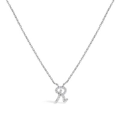Haus Of Brilliance 10k Gold Diamond Accent  A-z Initial Script Style Pendant Necklace In Silver