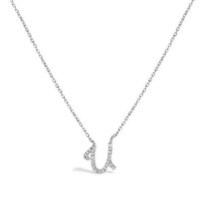 Haus Of Brilliance 10k Gold Diamond Accent  A-z Initial Script Style Pendant Necklace In Silver