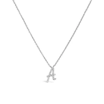Haus Of Brilliance 10k Gold Diamond Accent  A-z Initial Script Style Pendant Necklace In Silver