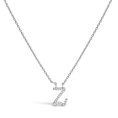 Haus Of Brilliance 10k Gold Diamond Accent  A-z Initial Script Style Pendant Necklace In Silver