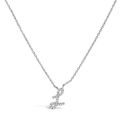 Haus Of Brilliance 10k Gold Diamond Accent  A-z Initial Script Style Pendant Necklace In Silver