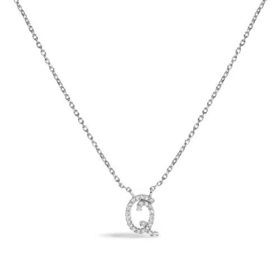 Haus Of Brilliance 10k Gold Diamond Accent  A-z Initial Script Style Pendant Necklace In Silver
