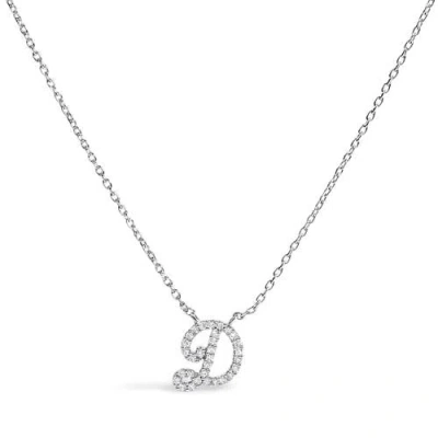 Haus Of Brilliance 10k Gold Diamond Accent  A-z Initial Script Style Pendant Necklace In White