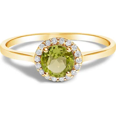 Haus Of Brilliance 10k Gold Gemstone And 1/10 Cttw Diamond Halo Ring