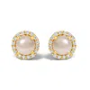 Haus Of Brilliance 10k Gold Gemstone And 1/6 Cttw Diamond Halo Stud Earring