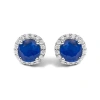 Haus Of Brilliance 10k Gold Gemstone And 1/6 Cttw Diamond Halo Stud Earring In Blue
