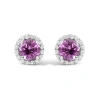 Haus Of Brilliance 10k Gold Gemstone And 1/6 Cttw Diamond Halo Stud Earring In Purple