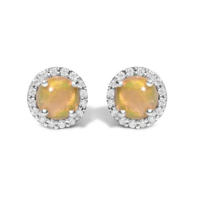 Haus Of Brilliance 10k Gold Gemstone And 1/6 Cttw Diamond Halo Stud Earring
