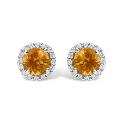 Haus Of Brilliance 10k Gold Gemstone And 1/6 Cttw Diamond Halo Stud Earring