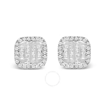 HAUS OF BRILLIANCE HAUS OF BRILLIANCE 10K GOLD INVISIBLE SET 1/2 CTTW DIAMOND COMPOSITE AND HALO STUD EARRINGS