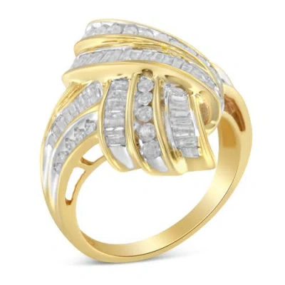 Haus Of Brilliance 10k Gold Over Silver 1.0cttw Diamond Knot Channel Statement Ring