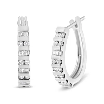 Haus Of Brilliance 10k Gold Round And Baguette-cut Diamond Hoop Earrings In White