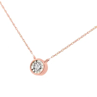 Haus Of Brilliance 10k Gold Round Brilliant-cut Diamond Modern Bezel-set Solitaire Pendant Necklace In Multi