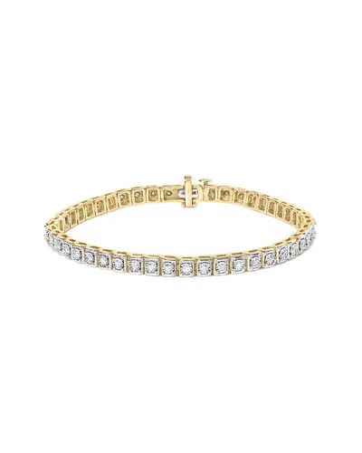 Haus Of Brilliance 10k Over Silver 1.00 Ct. Tw. Diamond Tennis Bracelet In Gold