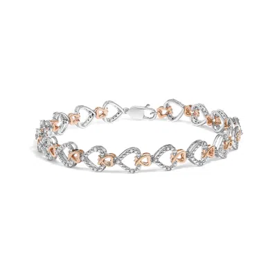 Haus Of Brilliance 10k Rose And White Gold 1/4 Cttw Diamond Infinity Loop And Swirl Link Bracelet In Transparent