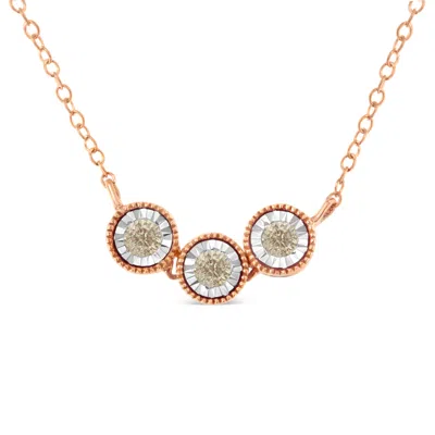 Haus Of Brilliance 10k Rose And White Gold Plated .925 Sterling Silver 1/4 Cttw Miracle-set Champagne Diamond Triple Ci In Multi