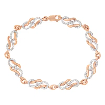 Haus Of Brilliance 10k Rose Gold 1.0 Cttw Diamond Infinity Loop And Swirl Link Bracelet In Multi