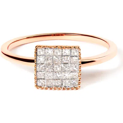 Haus Of Brilliance 10k Rose Gold 1/3 Cttw Invisible Set Princess Cut Diamond Composite Square Shape Ring For Women In Multi