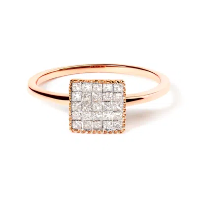 HAUS OF BRILLIANCE 10K ROSE GOLD 1/3 CTTW INVISIBLE SET PRINCESS CUT DIAMOND COMPOSITE SQUARE SHAPE RING