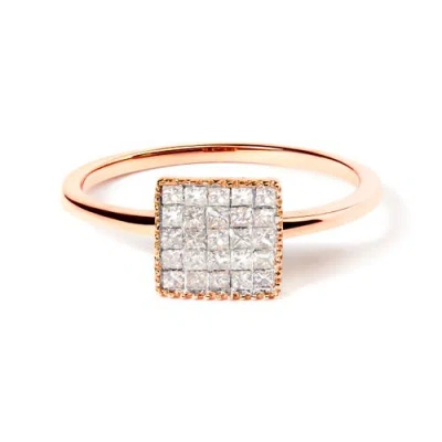 Haus Of Brilliance 10k Rose Gold 1/3 Cttw Invisible Set Princess Diamond Composite Square Ring In Brown