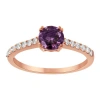 Haus Of Brilliance 10k Rose Gold 1/4 Cttw Diamond And 6mm Gemstone Halo Ring(h-i Color, I1-i2 Clarity) In Gold