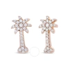 HAUS OF BRILLIANCE HAUS OF BRILLIANCE 10K ROSE GOLD 1/4 CTTW DIAMOND PALM TREE PUSH BACK STUD EARRINGS (H-I COLOR