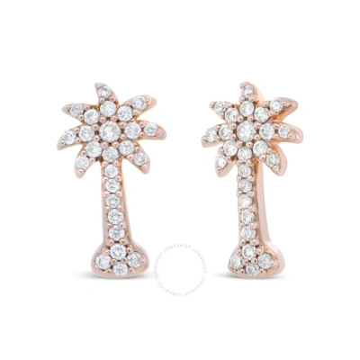 Haus Of Brilliance 10k Rose Gold 1/4 Cttw Diamond Palm Tree Push Back Stud Earrings (h-i Color In Pink