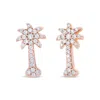 Haus Of Brilliance 10k Rose Gold 1/4 Cttw Diamond Palm Tree Push Back Stud Earrings In Multi