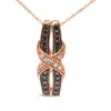 Haus Of Brilliance 10k Rose Gold 1/4 Cttw White And Chocolate Brown Diamond Infinity Twist Pendant Necklace In Multi