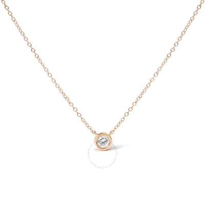 Haus Of Brilliance 10k Rose Gold 1/5 Carat Round-cut Diamond Modern Bezel-set Solitaire 16"-18" Pend In Pink/rose Gold Tone/gold Tone