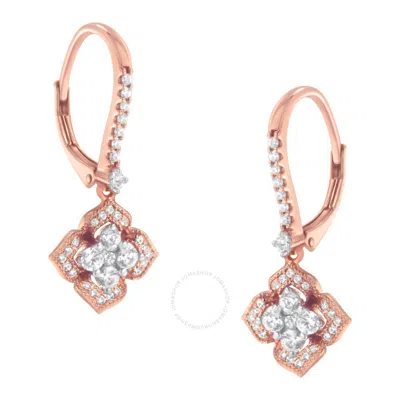 Haus Of Brilliance 10k Rose Gold 3/4 Cttw Diamond Flower Drop Dangle Earring In Pink