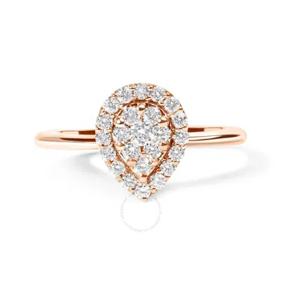 Haus Of Brilliance 10k Rose Gold 3/8 Cttw Composite Diamond Pear Shaped Halo Promise Ring (i-j Color In Pink