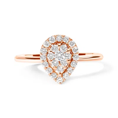 Haus Of Brilliance 10k Rose Gold 3/8 Cttw Round-cut Diamond Pear Promise Ring In Multi