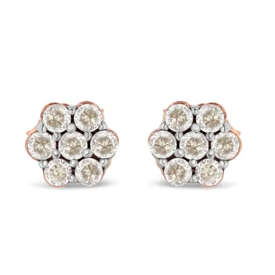 Haus Of Brilliance 10k Rose Gold Diamond Floral Stud Earrings In Multi