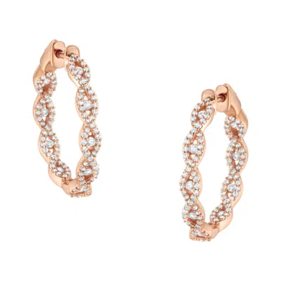 Haus Of Brilliance 10k Rose Gold Diamond Hoop Earring In Multi