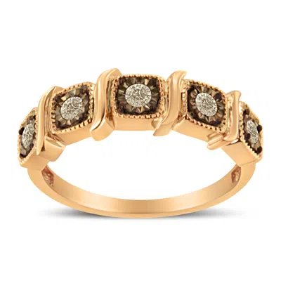 Haus Of Brilliance 10k Rose Gold Flashed .925 Sterling Silver Miracle-set 1/4 Cttw Diamond 5-stone Band Ring In Metallic