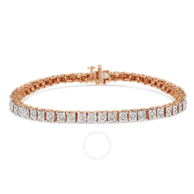 Haus Of Brilliance 10k Rose Gold Over .925 Sterling Silver 1.0 Cttw Diamond Square Frame Miracle-set In Pink