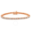HAUS OF BRILLIANCE 10K ROSE GOLD PLATED .925 STERLING SILVER 1.0 CTTW MIRACLE-SET DIAMOND ROUND FACETED BEZEL TENNIS BR