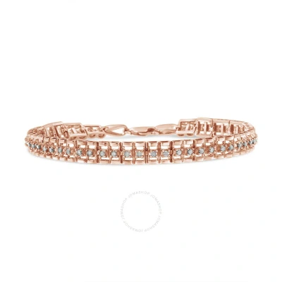 Haus Of Brilliance 10k Rose Gold Plated .925 Sterling Silver 1.0 Cttw Rose Cut Diamond Double-link 7 In Rose Gold-tone