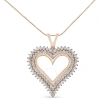 HAUS OF BRILLIANCE HAUS OF BRILLIANCE 10K ROSE GOLD PLATED .925 STERLING SILVER 1/2 CTTW DIAMOND HEART 18" PENDANT NECK